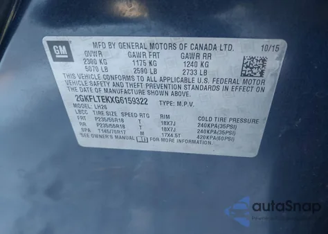 2016 GMC Terrain Sle-2 from USA, damaged, VIN 2GKFLTEKXG6159322